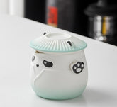 Adorable Panda Design Ceramic Tea Infuser Mug Set - 310ml Travel Crackle Glaze Cup with Lid & Strainer(green)